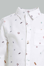 Load image into Gallery viewer, Redtag-White-Music-Allover-Printed-Long-Sleeve-Shirt-Casual-Shirts-Infant-Boys-3 to 24 Months