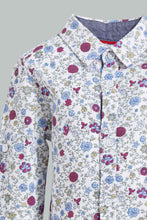 Load image into Gallery viewer, Redtag-Beige-Flower-Allover-Printed-Long-Slv-Shirt-Casual-Shirts-Infant-Boys-3 to 24 Months