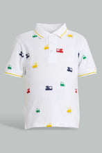 تنزيل الصورة على معرض الصور، Redtag-White-Car-Printed-Short-Slv-Pique-Polo-Polo-Shirts-Infant-Boys-3 to 24 Months