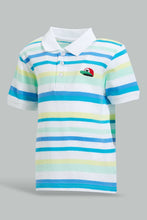 Load image into Gallery viewer, Redtag-Yellow-Striped-Cap-Short-Slv-Polo-Polo-Shirts-Infant-Boys-3 to 24 Months