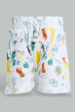Load image into Gallery viewer, Redtag-Green-And-White-Printed-Jungle-Theme-Short-2-Pack-Active-Shorts-Infant-Boys-3 to 24 Months