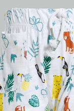 Load image into Gallery viewer, Redtag-Green-And-White-Printed-Jungle-Theme-Short-2-Pack-Active-Shorts-Infant-Boys-3 to 24 Months