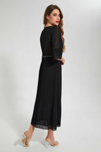 Load image into Gallery viewer, Redtag-Black-3/4-Sleeve-Pleated-Dress-Dresses-Women's-