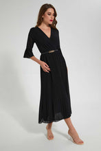 Load image into Gallery viewer, Redtag-Black-3/4-Sleeve-Pleated-Dress-Dresses-Women's-