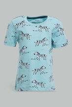 تنزيل الصورة على معرض الصور، Redtag-Blue-And-Navy-Zebra-Print-T-Shirt-And-Trouser-Short--Casual-Set-(2-Pack)-Sets-Infant-Boys-3 to 24 Months