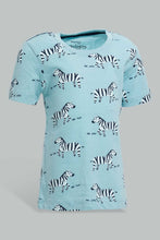 تنزيل الصورة على معرض الصور، Redtag-Blue-And-Navy-Zebra-Print-T-Shirt-And-Trouser-Short--Casual-Set-(2-Pack)-Sets-Infant-Boys-3 to 24 Months