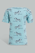 تنزيل الصورة على معرض الصور، Redtag-Blue-And-Navy-Zebra-Print-T-Shirt-And-Trouser-Short--Casual-Set-(2-Pack)-Sets-Infant-Boys-3 to 24 Months