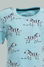 تنزيل الصورة على معرض الصور، Redtag-Blue-And-Navy-Zebra-Print-T-Shirt-And-Trouser-Short--Casual-Set-(2-Pack)-Sets-Infant-Boys-3 to 24 Months