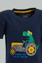 تنزيل الصورة على معرض الصور، Redtag-Navy-Dino-And-White-Trouser-Short-Casual-Set-(2-Pack)-Sets-Infant-Boys-3 to 24 Months