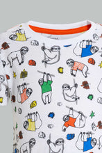 تنزيل الصورة على معرض الصور، Redtag-White-Printed-T-Shirt-With-Denim-Short-Casual-Set-(2-Pack)-Sets-Infant-Boys-3 to 24 Months