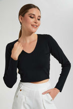 Load image into Gallery viewer, Redtag-Black-V-Neck-Pullover-Tops-Women's-