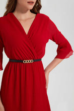 Load image into Gallery viewer, Redtag-Red-3/4-Sleeve-Pleated-Dress-Dresses-Women's-