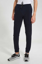 Load image into Gallery viewer, Redtag-Navy-Biker-Knee-Active-Pant-Joggers-Senior-Boys-9 to 14 Years