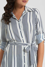 Load image into Gallery viewer, Redtag-Assorted-Striped-Button-Front-Belted-Tunic-Shirt-Casual-Shirts-Women's-