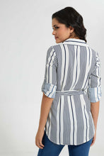 Load image into Gallery viewer, Redtag-Assorted-Striped-Button-Front-Belted-Tunic-Shirt-Casual-Shirts-Women's-