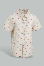 Load image into Gallery viewer, Redtag-Navy-And-Beige-Linen-2-Pack-Ss-Shirt-Casual-Shirts-Infant-Boys-3 to 24 Months