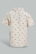 Load image into Gallery viewer, Redtag-Navy-And-Beige-Linen-2-Pack-Ss-Shirt-Casual-Shirts-Infant-Boys-3 to 24 Months