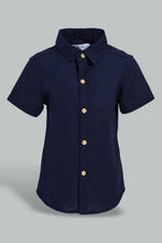 Load image into Gallery viewer, Redtag-Navy-And-Beige-Linen-2-Pack-Ss-Shirt-Casual-Shirts-Infant-Boys-3 to 24 Months