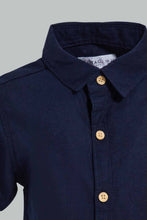 Load image into Gallery viewer, Redtag-Navy-And-Beige-Linen-2-Pack-Ss-Shirt-Casual-Shirts-Infant-Boys-3 to 24 Months