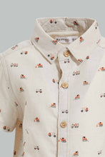 Load image into Gallery viewer, Redtag-Navy-And-Beige-Linen-2-Pack-Ss-Shirt-Casual-Shirts-Infant-Boys-3 to 24 Months