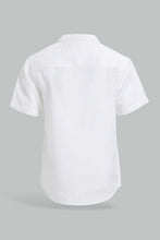 Load image into Gallery viewer, Redtag-White-Dobby-Short-Sleeve-Mandarin-Shirt-Casual-Shirts-Infant-Boys-3 to 24 Months