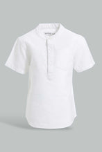 Load image into Gallery viewer, Redtag-White-Dobby-Short-Sleeve-Mandarin-Shirt-Casual-Shirts-Infant-Boys-3 to 24 Months