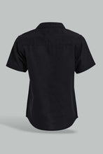 Load image into Gallery viewer, Redtag-Black-Dobby-Short-Sleeve-Mandarin-Shirt-Casual-Shirts-Infant-Boys-3 to 24 Months