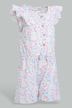 Load image into Gallery viewer, White And Pink Floral Jumpsuit For Baby Girls (2 Piece)