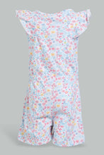 Load image into Gallery viewer, White And Pink Floral Jumpsuit For Baby Girls (2 Piece)