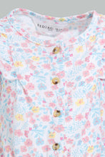 Load image into Gallery viewer, White And Pink Floral Jumpsuit For Baby Girls (2 Piece)