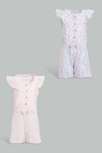 Load image into Gallery viewer, White And Pink Floral Jumpsuit For Baby Girls (2 Piece)