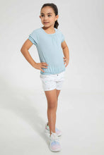 تنزيل الصورة على معرض الصور، Redtag-Blue-Textured-Blouse-Blouses-Girls-2 to 8 Years