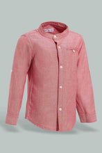 Load image into Gallery viewer, Redtag-Pink-Solid-Mandarin-Ls-Shirt-With-Roll-Up-Casual-Shirts-Infant-Boys-3 to 24 Months