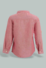 Load image into Gallery viewer, Redtag-Pink-Solid-Mandarin-Ls-Shirt-With-Roll-Up-Casual-Shirts-Infant-Boys-3 to 24 Months