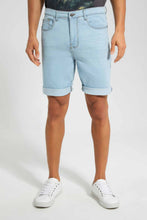 Load image into Gallery viewer, Redtag-Light-Wash-5-Pocket-Knit-Denim-Short-Category:Shorts,-Colour:Light-Wash,-Filter:Men's-Clothing,-Men-Shorts,-New-In,-New-In-Men,-Non-Sale,-S22D,-Section:Men-Men's-