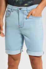 Load image into Gallery viewer, Redtag-Light-Wash-5-Pocket-Knit-Denim-Short-Category:Shorts,-Colour:Light-Wash,-Filter:Men's-Clothing,-Men-Shorts,-New-In,-New-In-Men,-Non-Sale,-S22D,-Section:Men-Men's-