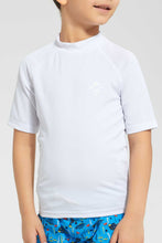 Load image into Gallery viewer, Redtag-White-Swm-Rash-Vest-Graphic-T-Shirts-Boys-2 to 8 Years