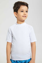 Load image into Gallery viewer, Redtag-White-Swm-Rash-Vest-Graphic-T-Shirts-Boys-2 to 8 Years