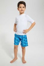 Load image into Gallery viewer, Redtag-White-Swm-Rash-Vest-Graphic-T-Shirts-Boys-2 to 8 Years