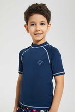 Load image into Gallery viewer, Redtag-Navy-Swm-Rash-Vest-Graphic-T-Shirts-Boys-2 to 8 Years