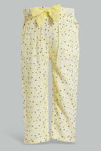 Load image into Gallery viewer, Redtag-Yellow-Floral-Printed-Bow-Trouser-Trousers-Infant-Girls-3 to 24 Months