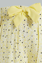 Load image into Gallery viewer, Redtag-Yellow-Floral-Printed-Bow-Trouser-Trousers-Infant-Girls-3 to 24 Months