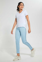 تنزيل الصورة على معرض الصور، Redtag-Light-Blue-Plain-Pyjama-Bottom-With-Side-Piping-Pyjama-Bottoms-Women's-