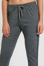 تنزيل الصورة على معرض الصور، Redtag-Dark-Grey-Striped-Pyjama-Bottom-With-Side-Piping-Pyjama-Bottoms-Women's-