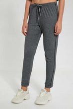 تنزيل الصورة على معرض الصور، Redtag-Dark-Grey-Striped-Pyjama-Bottom-With-Side-Piping-Pyjama-Bottoms-Women's-