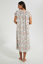 Load image into Gallery viewer, Redtag-Ivory-Floral-Printed-Nightgown-Nightgowns-Women's-