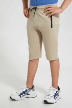 تنزيل الصورة على معرض الصور، Redtag-Beige-Bsr-Heat-Seal-Zip-Active-Short-Active-Shorts-Senior-Boys-9 to 14 Years