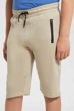 تنزيل الصورة على معرض الصور، Redtag-Beige-Bsr-Heat-Seal-Zip-Active-Short-Active-Shorts-Senior-Boys-9 to 14 Years