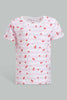 Redtag-Multi-Colour-2Pc-Pack-T-Shirt-Graphic-T-Shirts-Infant-Girls-3 to 24 Months