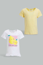 تنزيل الصورة على معرض الصور، Redtag-Multi-Colour-2Pc-Pack-T-Shirt-Graphic-T-Shirts-Infant-Girls-3 to 24 Months